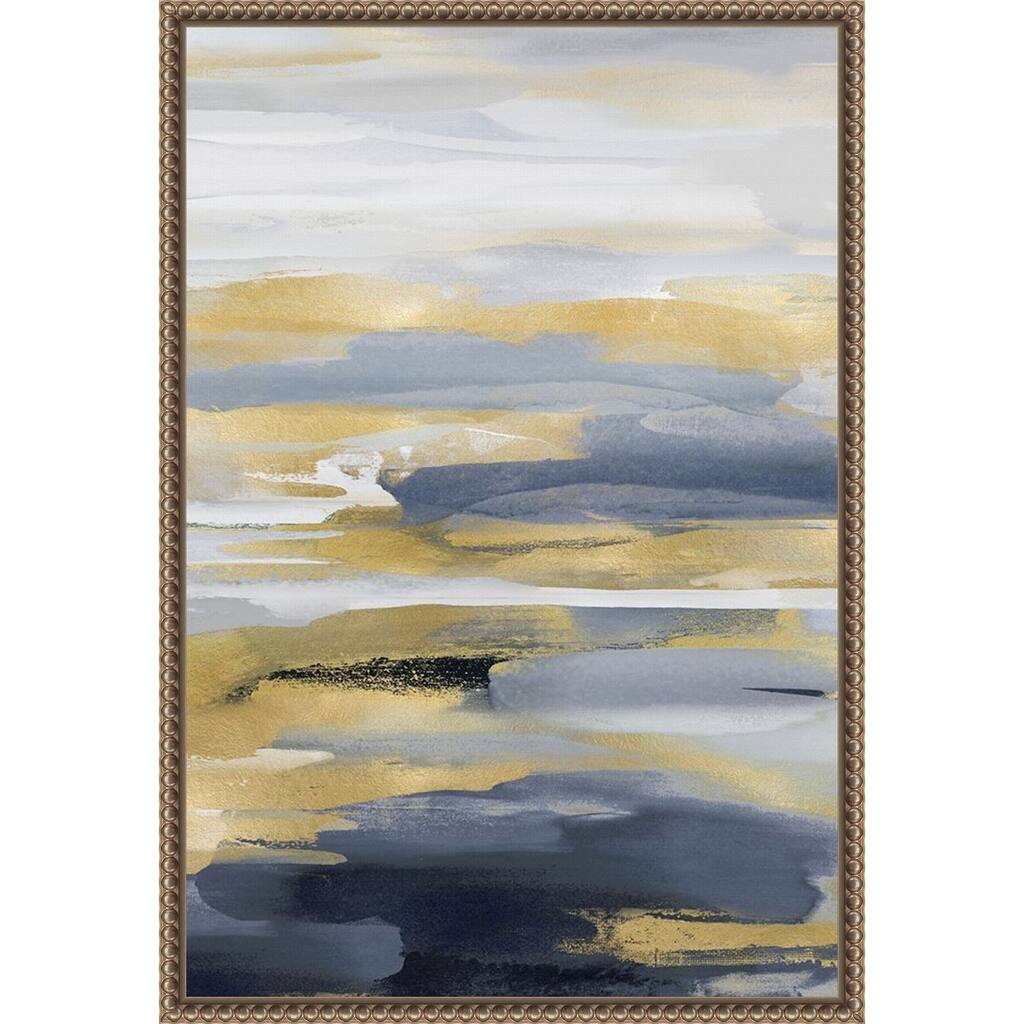 Intuition Blue and Gold II by Jackie Hanson Framed Canvas Wall Art Print