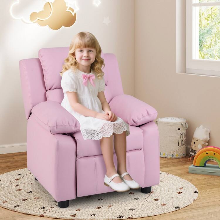Kids Deluxe Headrest Recliner Sofa Chair with Storage Arms - 25" x 25.5" x 29" (W x D x H)