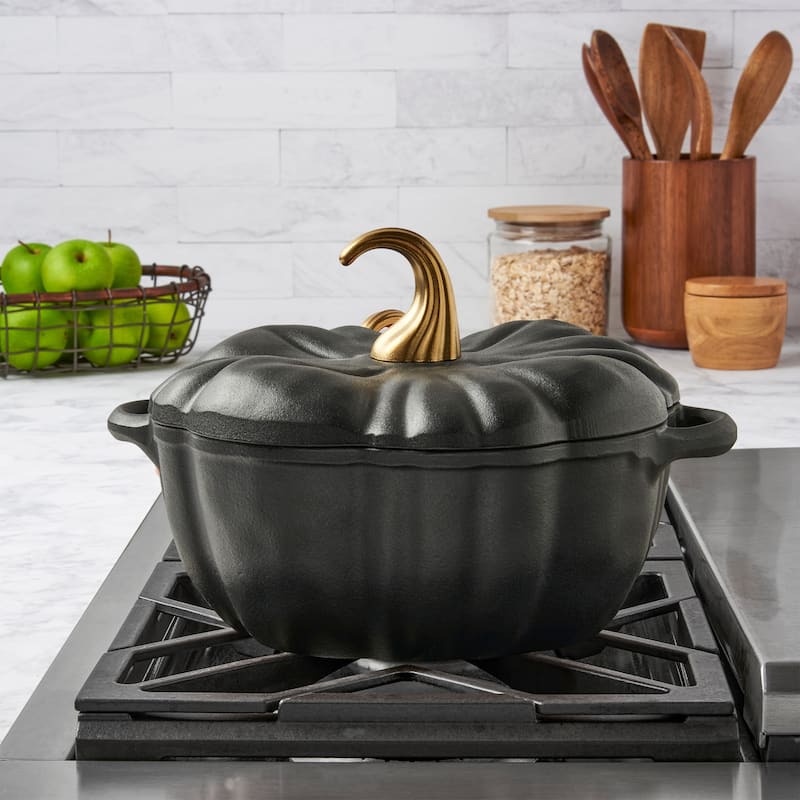 4Qt Enamel Cast Iron Dutch Oven - Black Pumpkin