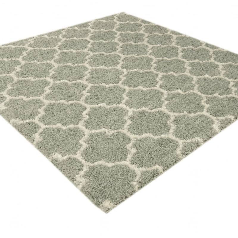 Shag Shoploni Collection Area Rug - 7'10" Square - White Cyan