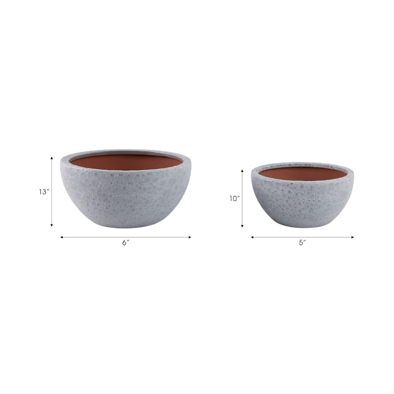 Pottery Bowl Planters Round Design Decorative Bowl Style (Set of 2)
