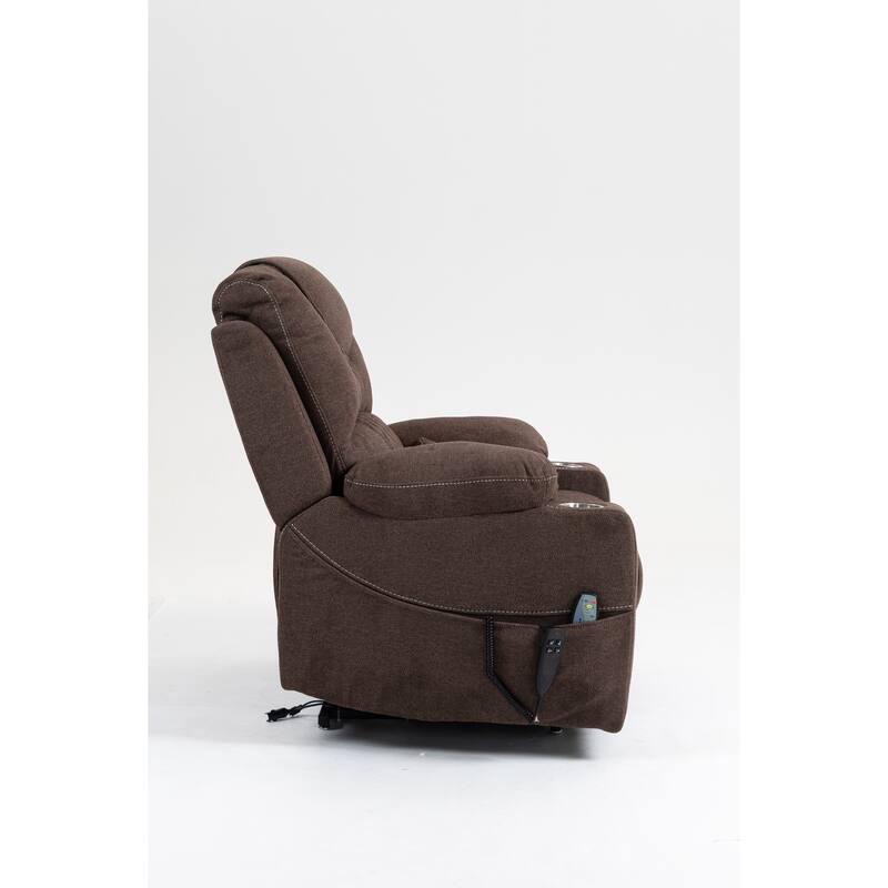 Velvet Oversized Power Lift Recliner Chair, Dual OKIN Motors & Cup Holders