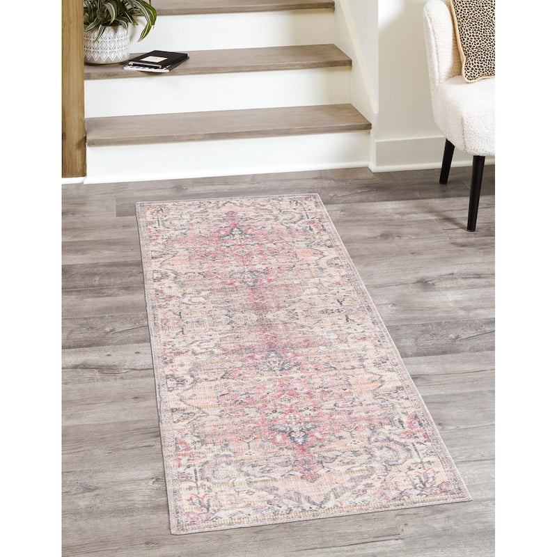 Transitional Pria Collection Area Rug - 2'x7'10" - Beige-Pink