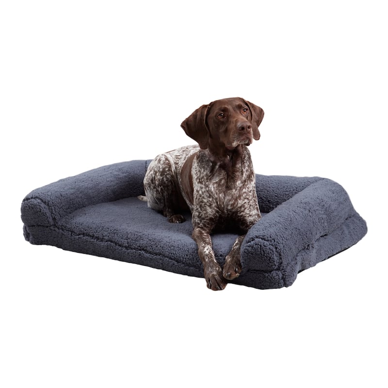 Millie Sherpa Sofa Style Dog Bed - Blue Steel - Large (36"x24")