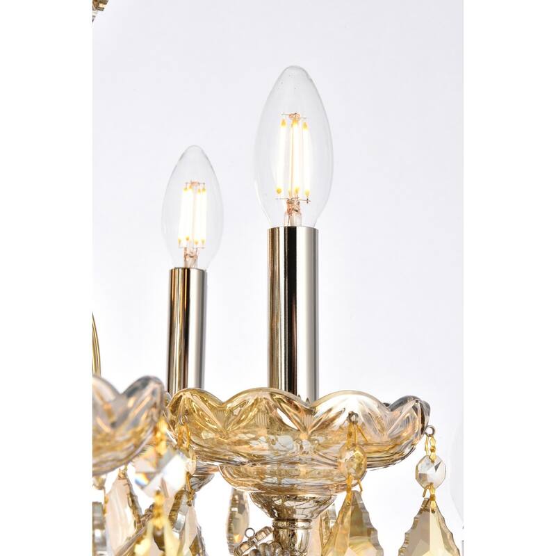 Fleur Illumination Collection Chandelier D:36in H:36in Lt:24 Golden Teak Finish