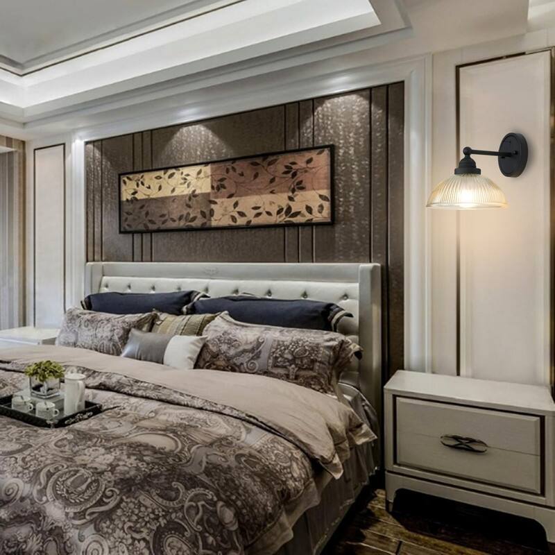 Industrial bulb light black light fixture glass, metal wall light