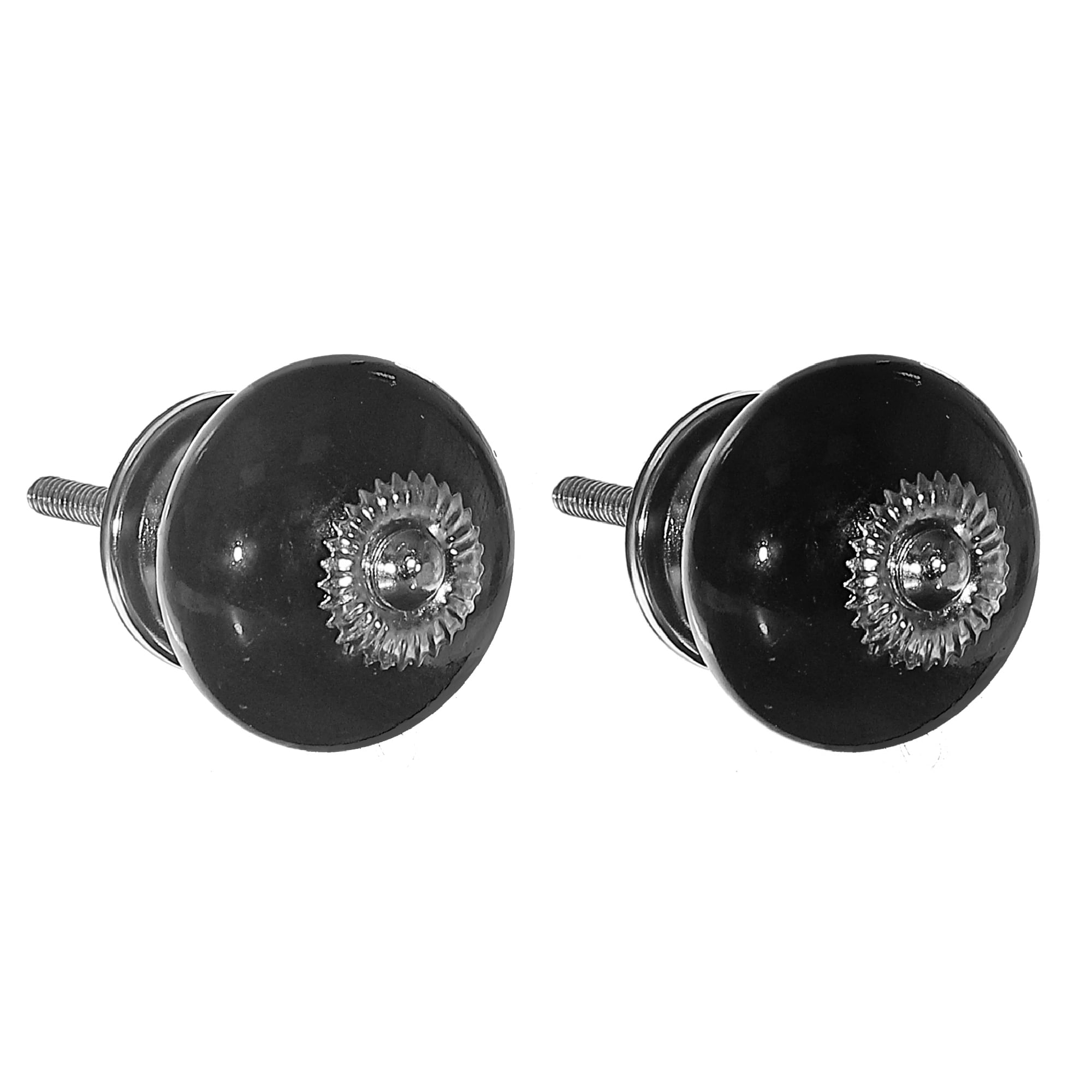 Decorative Smooth Ceramic Knob Set Of 2 Black - Set of 2