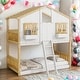 preview thumbnail 27 of 50, Elegance Unique Design Wood House Roof bunk Bed,Minimalistic Design Kid's Bunk Bed Natural+White
