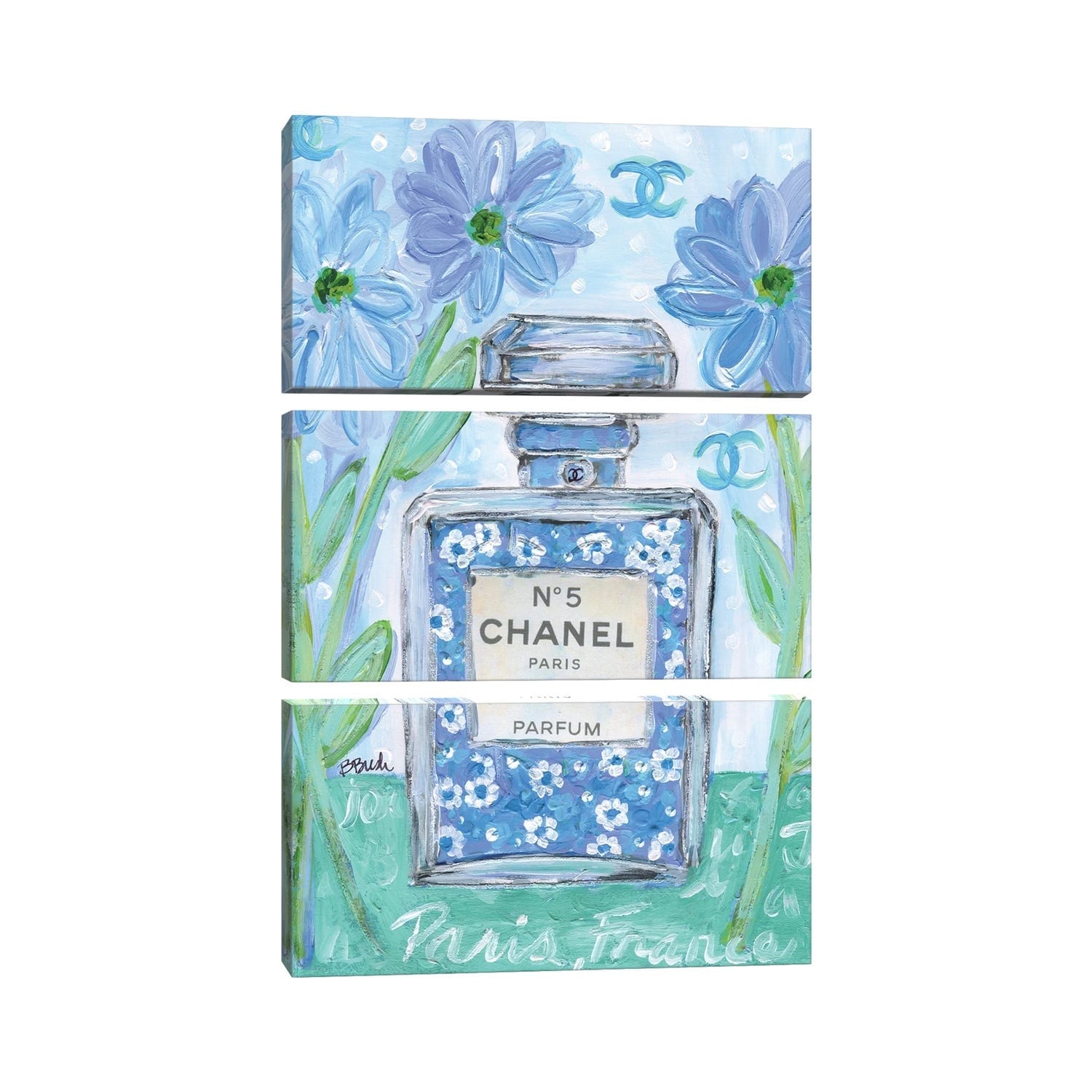 iCanvas Chanel Blue by Brenda Bush 3-Piece Canvas Wall Art Set - Bed Bath  & Beyond - 35778708