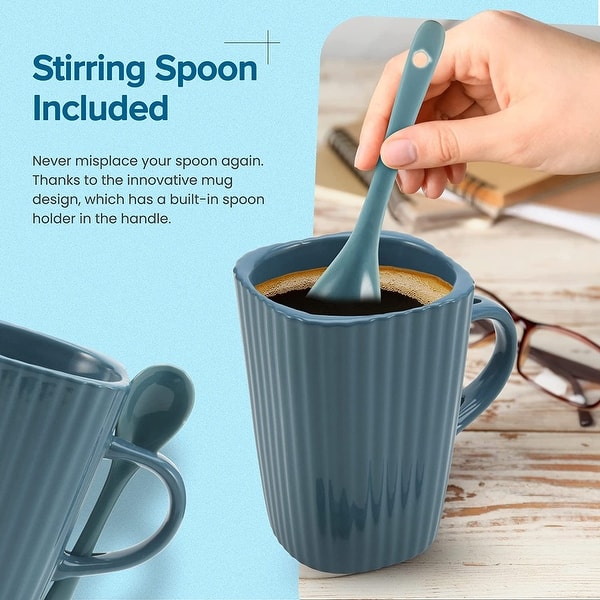 American Atelier 14 oz Coffee Mug and Spoon in Handle Set of 4 - Bed Bath &  Beyond - 38192508
