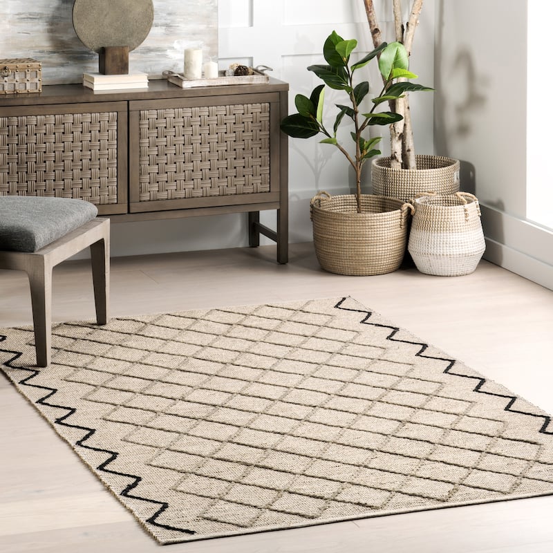 Nuloom Asa Trellis Seagrass and Jute Blend Area Rug - 8' x 10' - Ivory