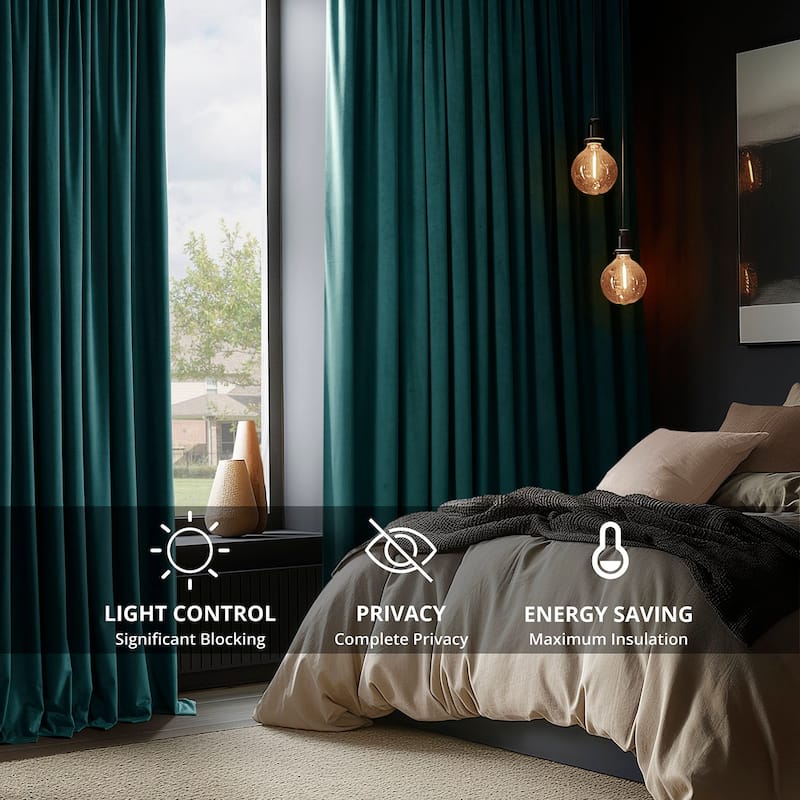 Exclusive Fabrics Signature Extra Wide Blackout Velvet Curtains (1 Panel) - Luxurious Blackout Drapes
