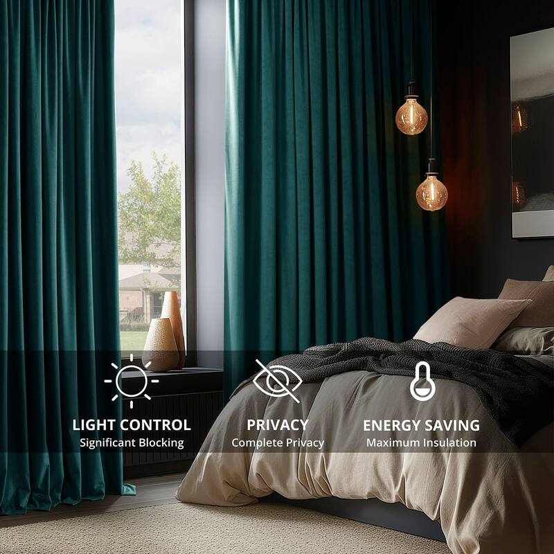 Exclusive Fabrics Signature Velvet Blackout Curtains - 96 Inches Long, (1 Panel) - Luxurious Drapery for Light Control.