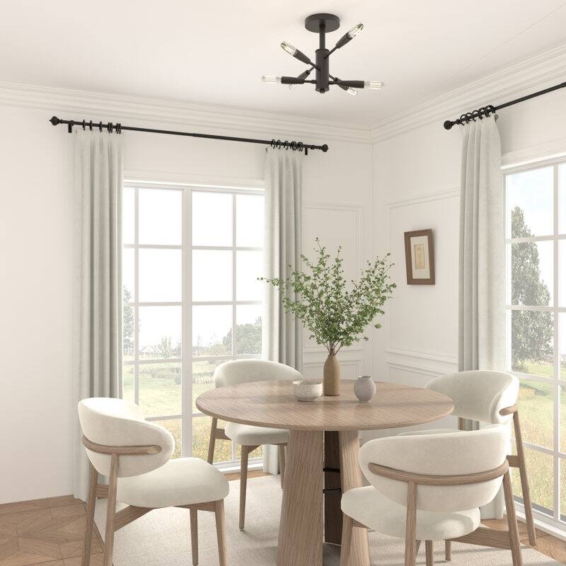 Acroma Black Steel Adjustable Single Elengant Curtain Rod