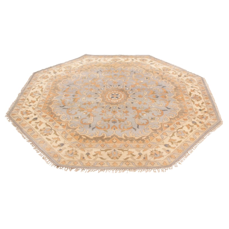 ECARPETGALLERY Hand-knotted Royal Oushak Grey Wool Rug - 8'10 x 8'10