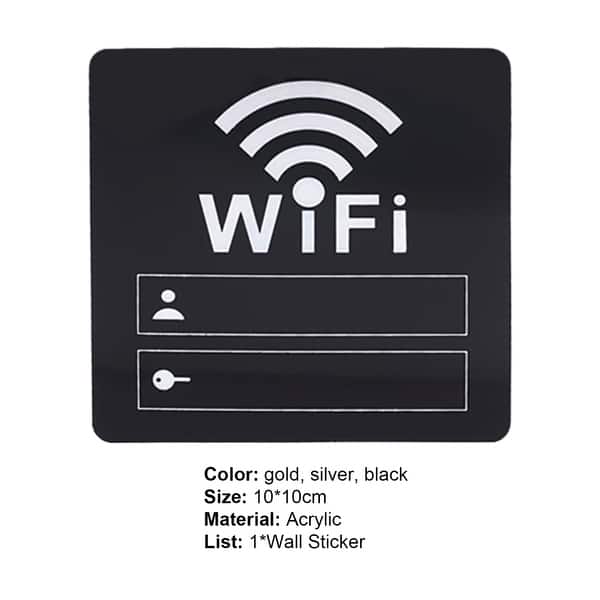 Wifi Signage Sticker Mirror Surface Account Password Acrylic Wifi Sign ...