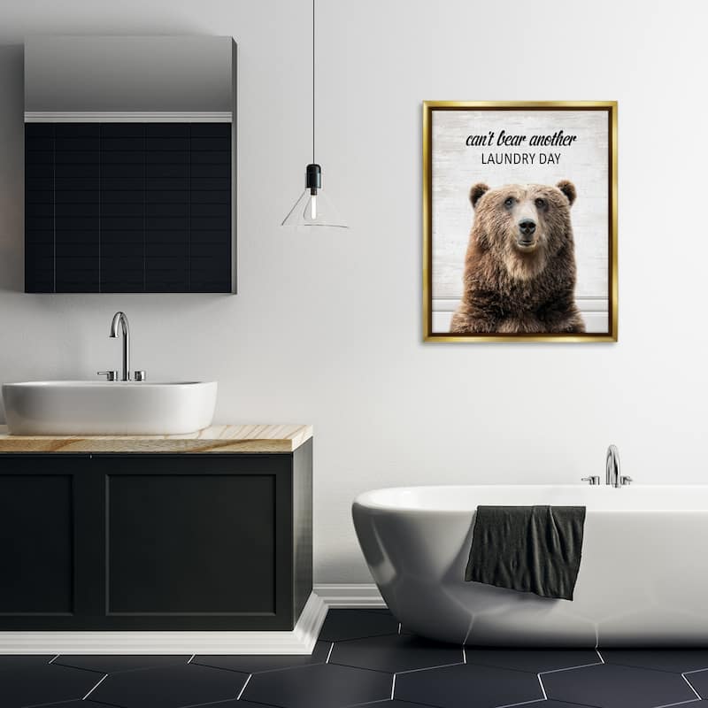 Stupell Can't Bear Another Laundry Day Framed Floater Canvas Wall Art Design By Lettered and Lined