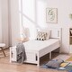 preview thumbnail 6 of 26, Modern Twin Wood Bed Frame with Geometric Headboard, Solid Pine Construction