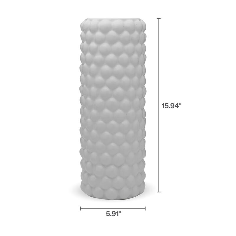 Elements White Cable Knit Ceramic Vase, 16 Inch