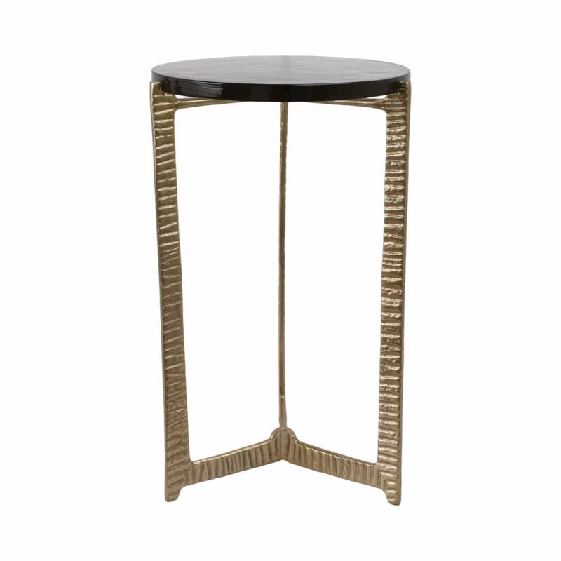 Side Table - Glass Top on Textured Metal Base, 22"