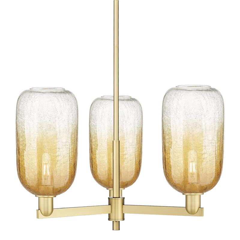 Innovations Lighting 716-3CR-17-18 Brookhaven Cloche Chandelier - Satin Gold / Amber