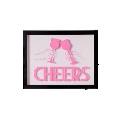 American Art Decor Tipsy Printed Cheers LED Light Box Wall Sign - 14" x 11" x 1.6" - 14" x 11" x 1.6"