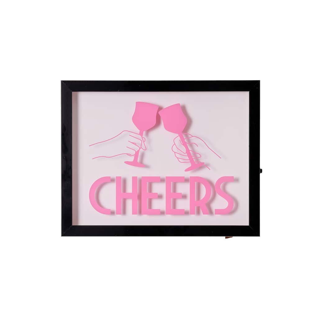 American Art Decor Tipsy Printed Cheers LED Light Box Wall Sign - 14" x 11" x 1.6" - 14" x 11" x 1.6"