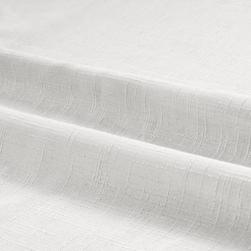 Linen Texture Double Ruffle Semi-sheer Curtain Pair(2 panels)