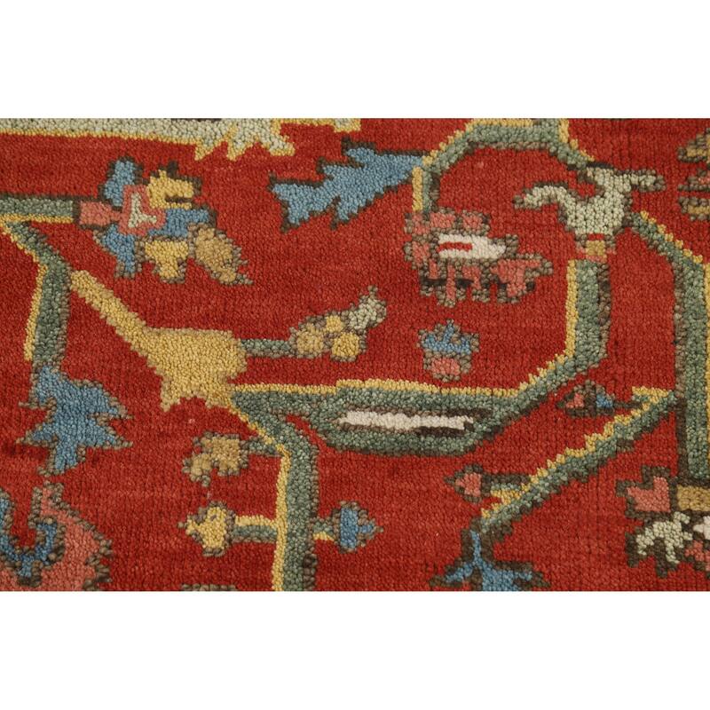 Hand Knotted Oriental 100% Wool Carpet Traditional Floral Red Heriz (serapi) Area Rug - 10' 1'' X 7' 11''