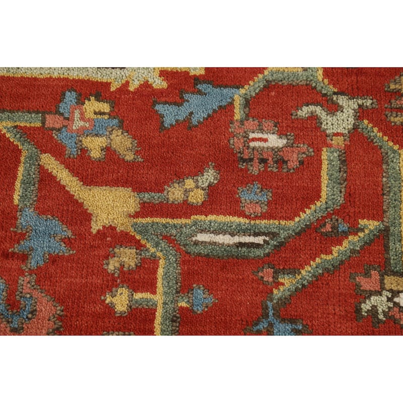 Medallion Red Heriz Serapi Oriental Area Rug Hand-Knotted Wool Carpet - 7'11" x 10'1"
