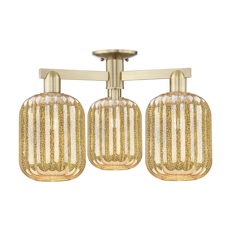 Innovations Lighting Downtown Urban - Preston - 3 Light 24" Jar Shade Semi-Flush Mount