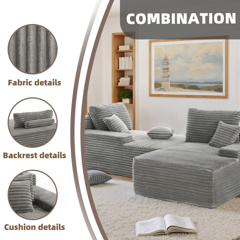 Cathy 82" W No Assembly Required Chaise Sofa Lounge Sectional Couch