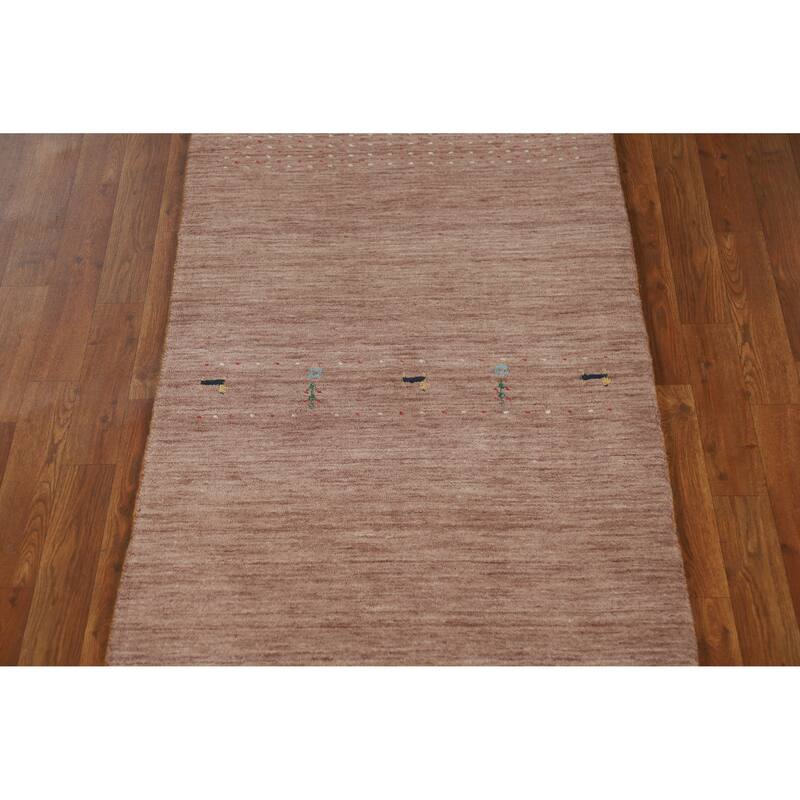 Tribal Gabbeh Indian Runner Rug Handmade Brown Oriental Wool Carpet - 2'8" x 10'0"