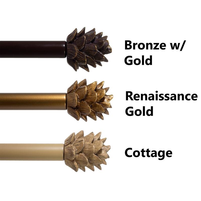 3/4" Farmhouse Pinecone Curtain Rod Adjustable Designer Window Single Rod