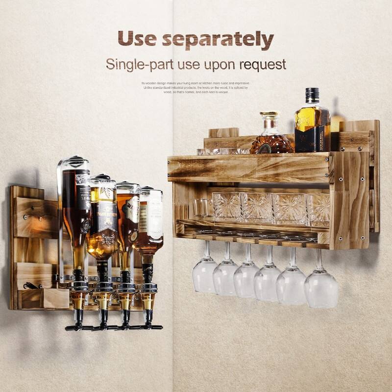 Wine Rack Wall Mounted Wood - 47.2x 14.2x 5.7 inches