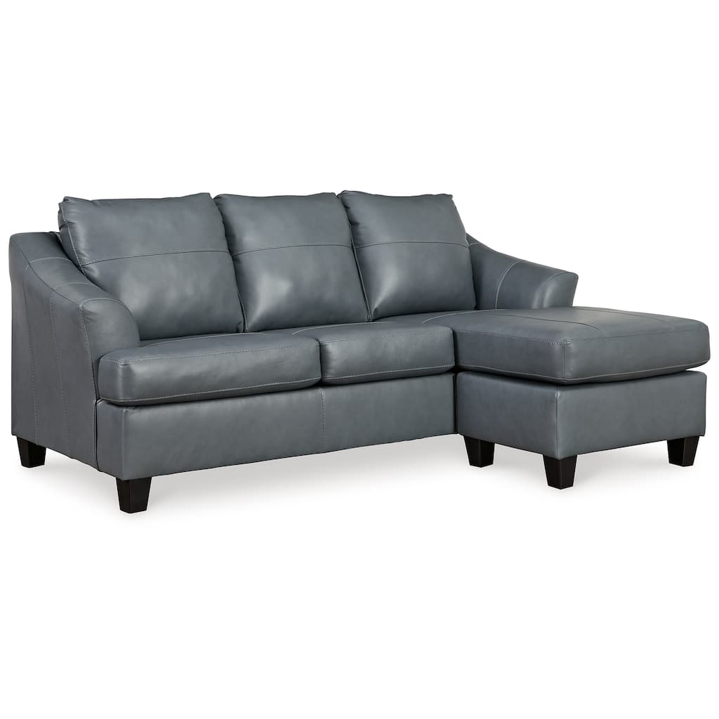 Geno Sofa Chaise Sectional, Modern Steel Gray Leather Match, 88 Inch