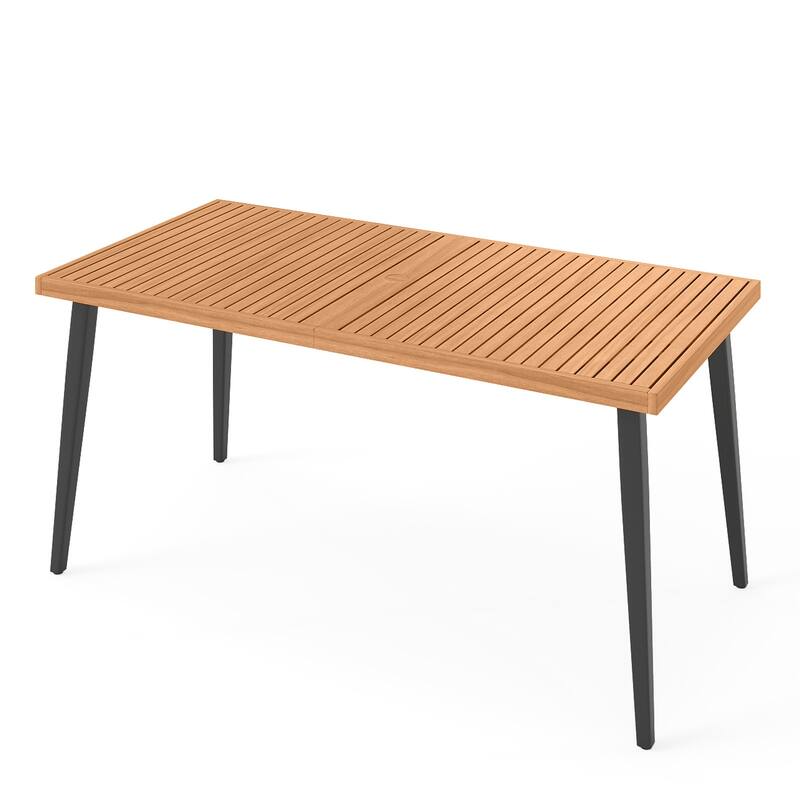 Gymax 63'' Outdoor Indoor Dining Table w/Acacia Wood Slatted Tabletop