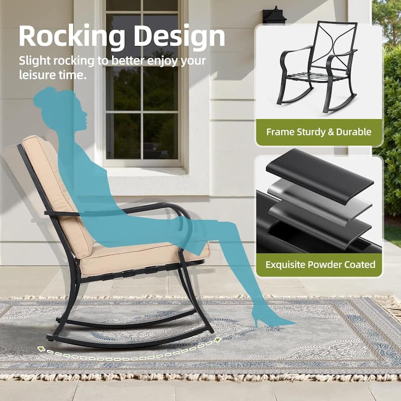Solaura 3-piece Outdoor Patio Rocking Chairs Conversation Bistro Set