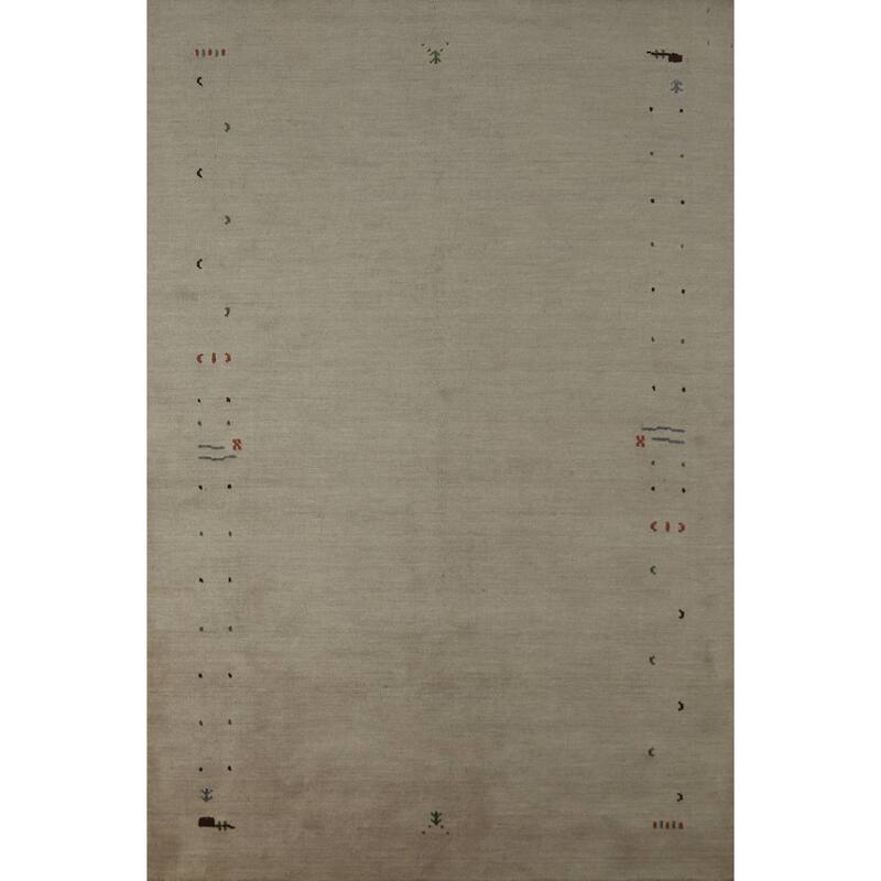 Hand Knotted Oriental 100% Wool Carpet Tribal Tribal Beige & Ivories Gabbeh Area Rug - 7' 8'' X 5' 5''