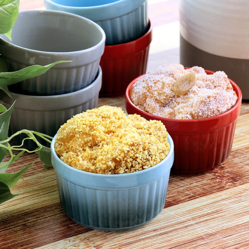 6 Piece 12 Ounce Round Stoneware Ramekin Set in Assorted Colors