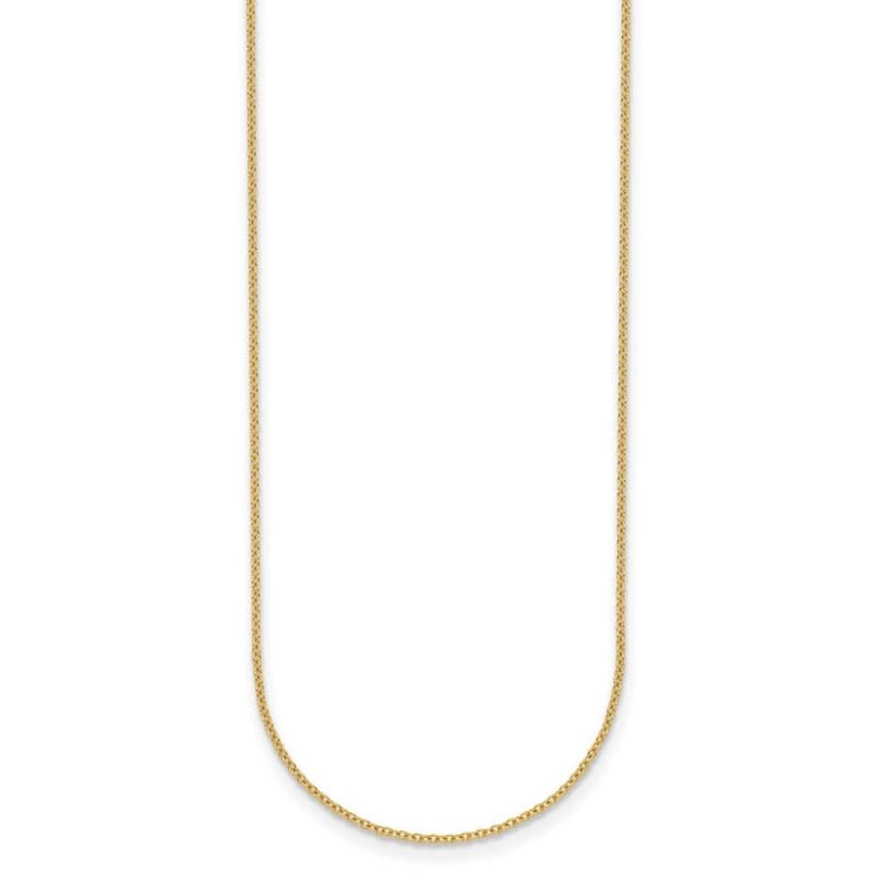 Curata Italian 14k Yellow Gold 1.1mm Cable Chain Necklace For Women (Spring Ring)