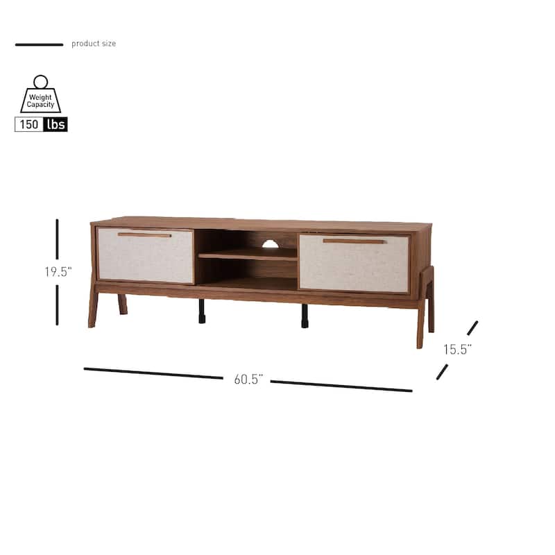 NPD Furniture Heaton 60.5 Inch Low TV Stand with Storage