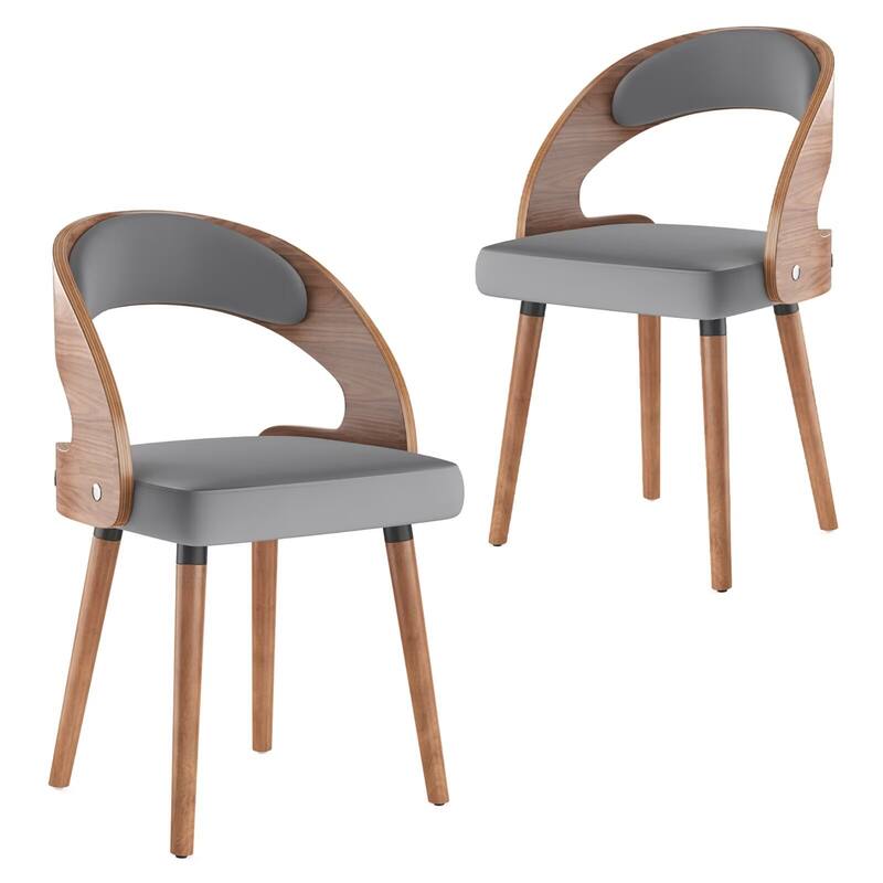Modern Upholstered Dining Chairs with Curved Backrest (Set of 2) - Dark Grey