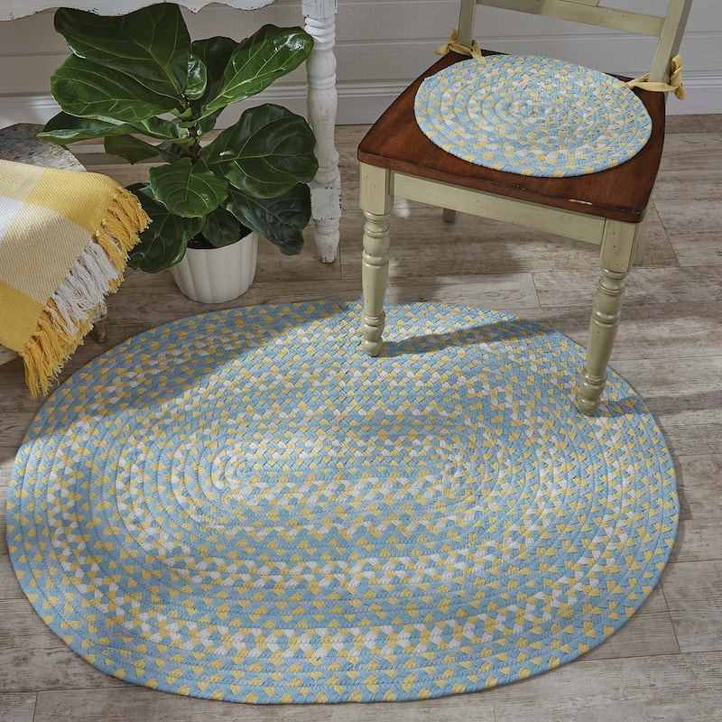 Park Designs Cozy Cottage Braided Blue Oval Indoor Rug 32"x 42" - 2'8"x3'6"