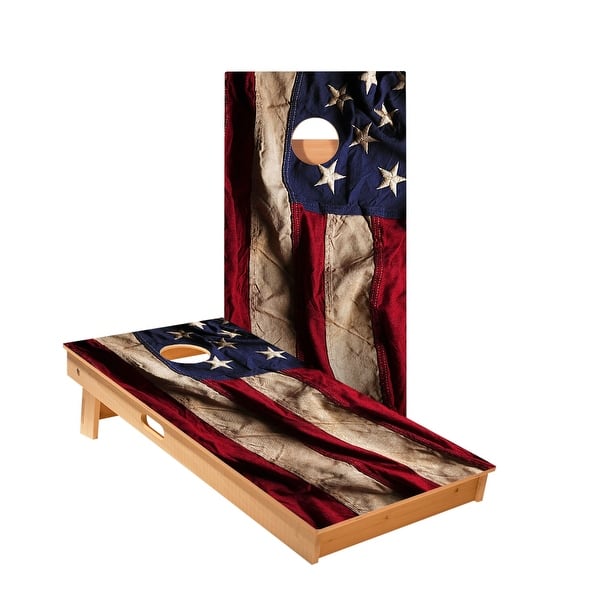 slide 2 of 5, American Flag Cloth Cornhole Boards NO Bags - Add Board Lights
