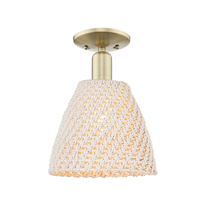 Innovations Lighting 716-1C-11-9 Natural Ballston Dome Semi-Flush - Antique Brass / Natural
