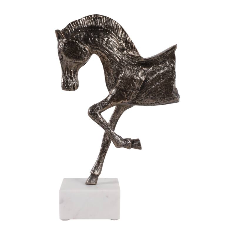 Decorative Horse Figurine Sculpture on Marble Base - 13.5"