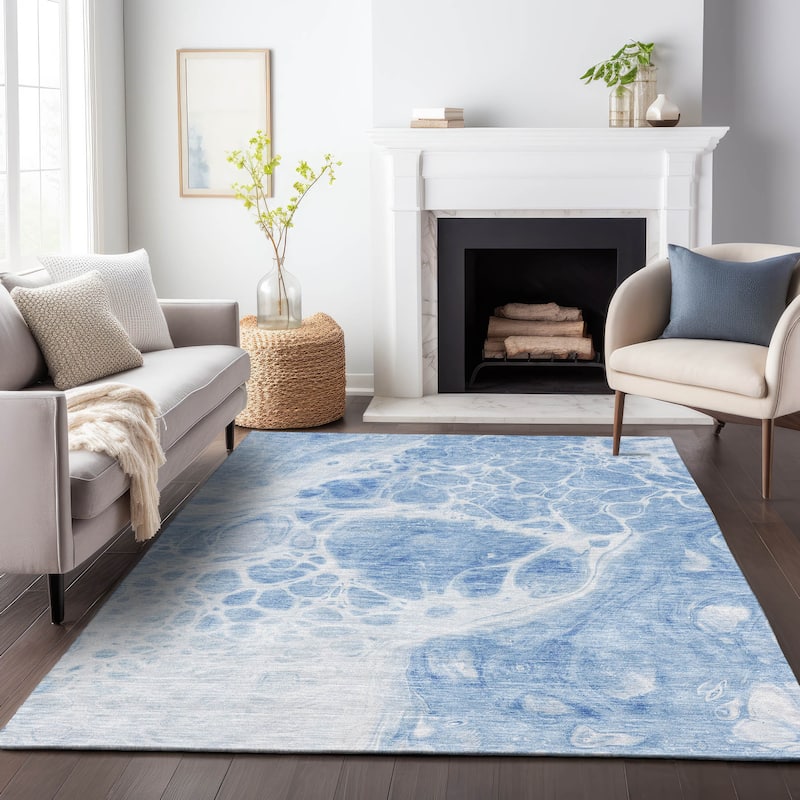Premium Washable Super Soft Abstract Ink Mayfield Rug - Sky - 8' x 10' - Rectangle
