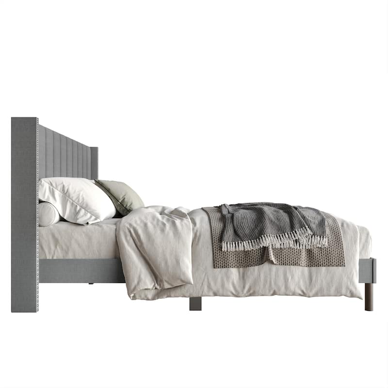 Clayfell Odessa Linen Upholstered Wingback Panel Bed
