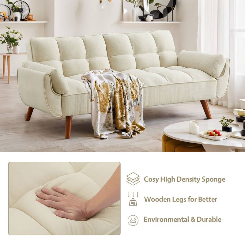 75.39'' Sofa Bed, Convertible Sleeper Couch with Pillows, Foldable Loveseat Furniture for Living Room